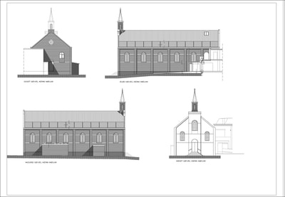 bouwkundig tekenwerk voor verbouwing kerk tot kantoren
