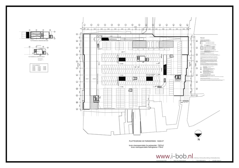 Plattegrond van het bouwen van een extra parkeerdek bij parkeergarage Hilvertshof te Hilversum.