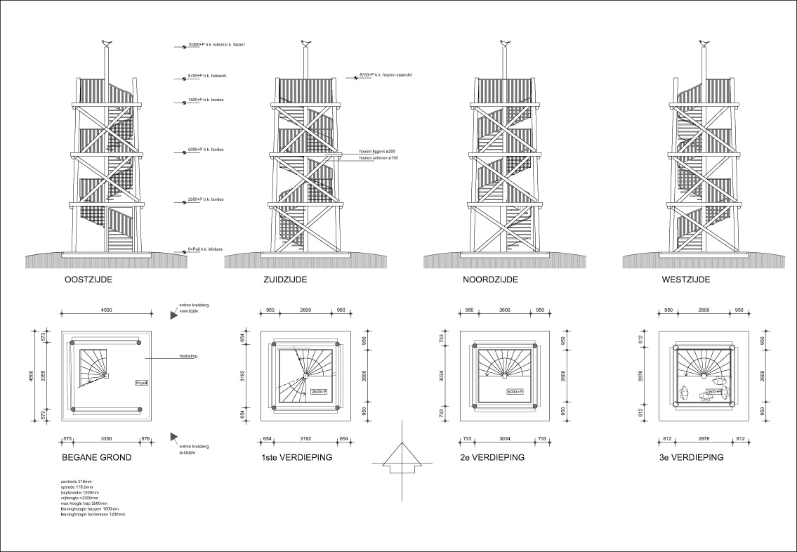 bouwkundig tekenwerk uitkijktoren te heemskerk door architectenbureau i-bob uit heemskerk